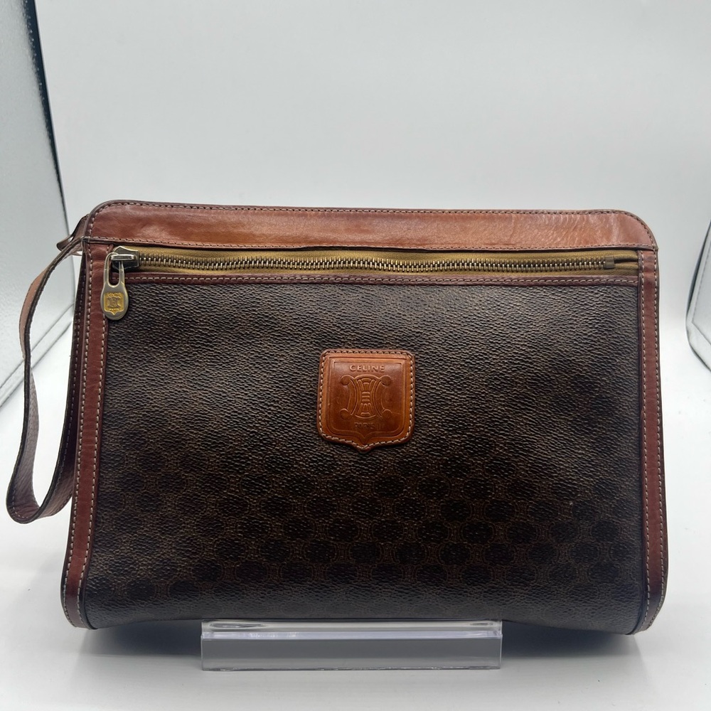 Celine Vintage Macadam Canvas Clutch Bag